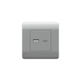 (NEW3-E) Розетка USB A+С, 5В/2,1А, серебряный