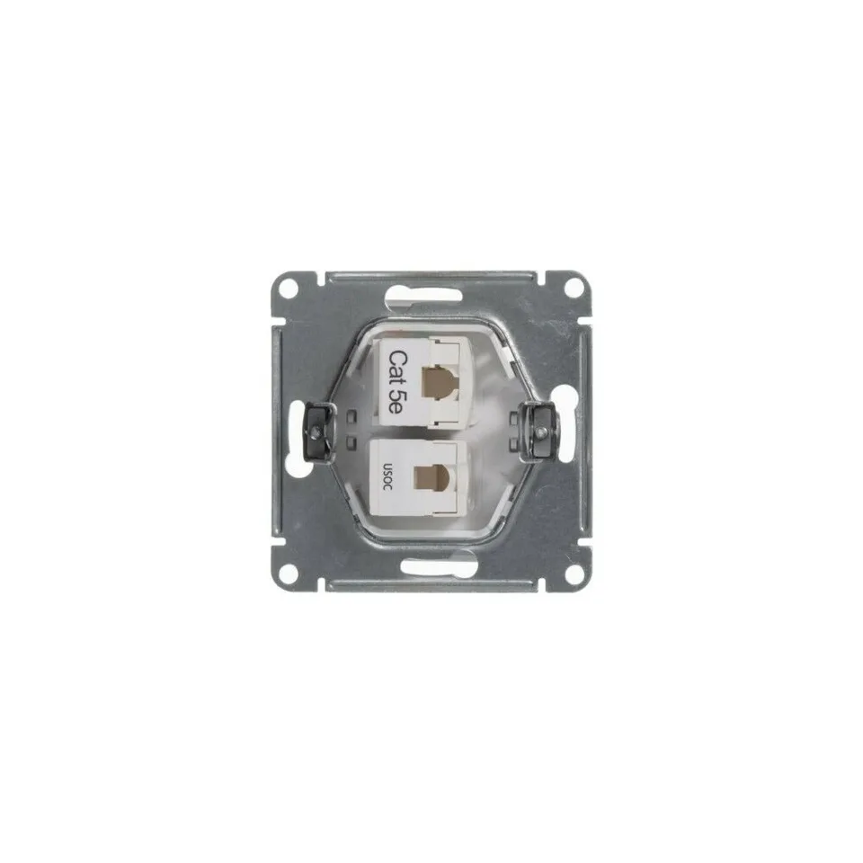 Компьютерная розетка Systeme Electric Glossa, двойная RJ11+RJ45, кат.5E, механизм, белый