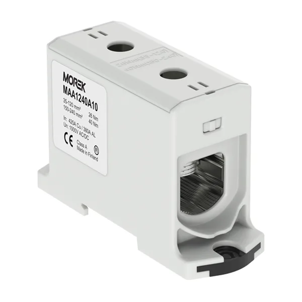 Клемма Morek OTL240 серая, 1xAl/Cu 35_240mm², 425(CU)/380(AL)A, 1000V, винтовые зажимы