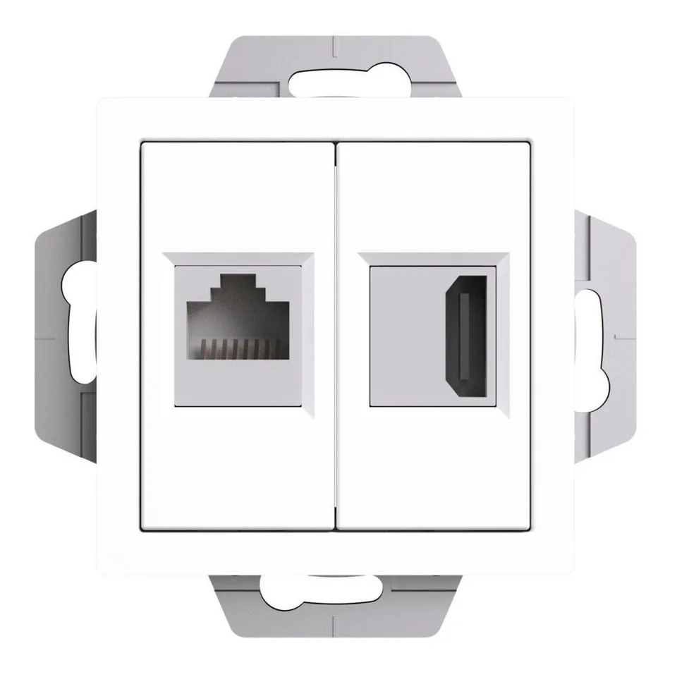 Розетка компьютерная Systeme Electric AtlasDesign, двойная HDMI+RJ45, кат.5Е, механизм, белый