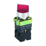 Переключатель NP2-BK12465, 2 положения фиксацией 1НО+1НЗ, красная AC230В (LED), IP40 (R)