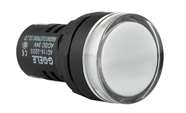 Индикатор светодиодный моноблочный AD116-22DS, белый, LED 12VAC/DC, IP65, 22mm