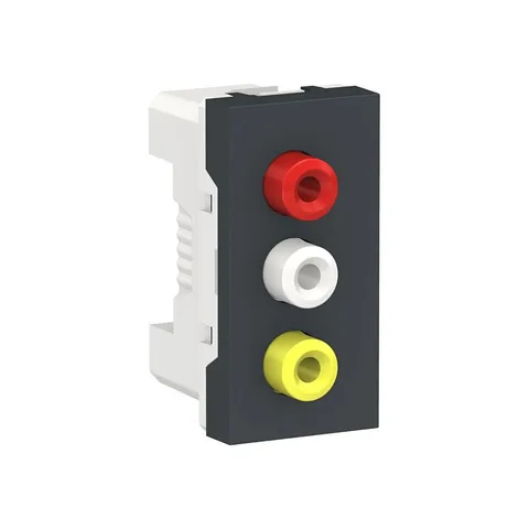 Розетка Schneider Electric Unica, MODULAR 3 RCA, 2 модуля, антрацит