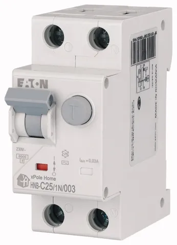 Дифф. авт. выключатель HNB-C25/1N/003, 1P+N, 25A, хар-ка C, 6kA, 30mA, тип АC, 2M