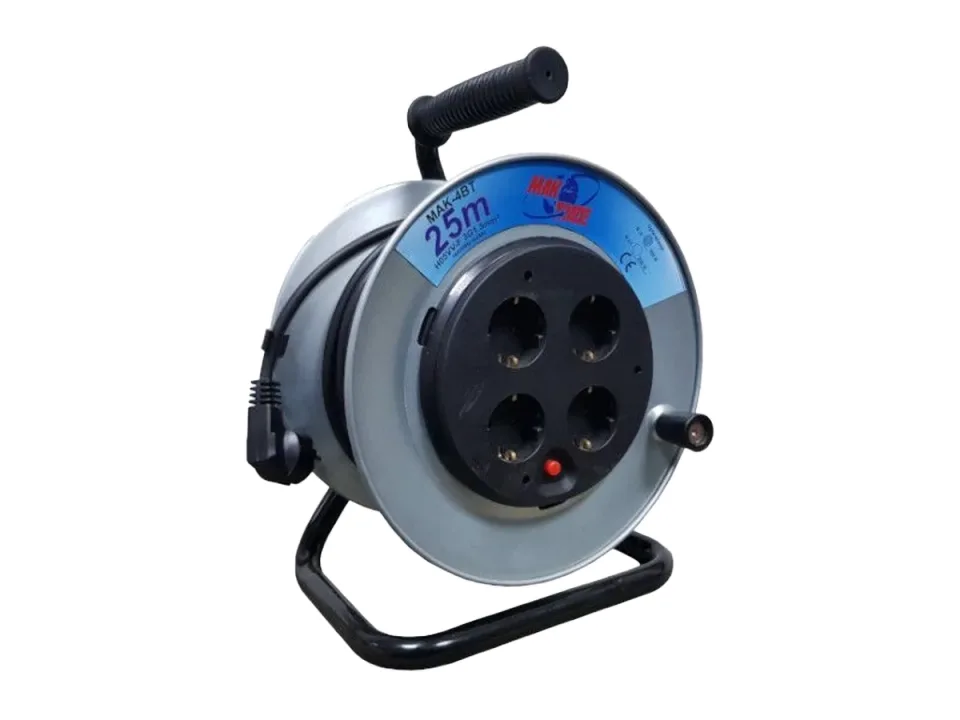 Удлинитель на катушке MAK-4BT макс. 3х2.5, 25 м, 4x250V IP20, катушка металл (пустая)