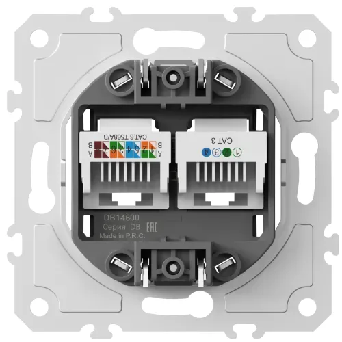 Механизм розетки RJ11 + RJ45 (двойная) cat.3/6/ClassE-4/8, серия DB