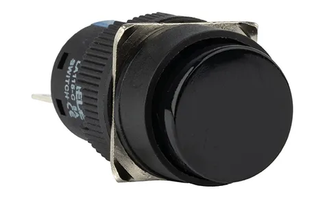 Кнопка плоская LA115-C, возврат, черная, круглая, без подсветки, 1NO+1NC, 16mm, IP40
