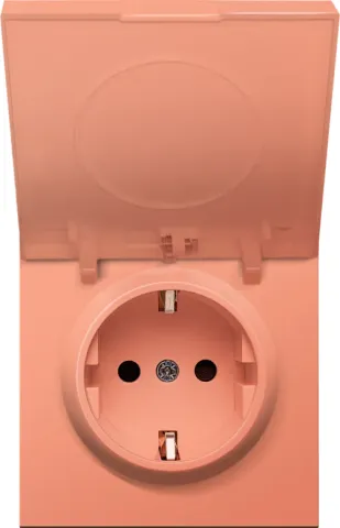 Накладка для розетки Schuko с крышкой, 16A 250 В~, матовый коралл, серия R98