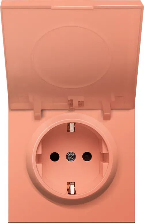 Накладка для розетки Schuko с крышкой, 16A 250 В~, матовый коралл, серия R98