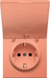 Накладка для розетки Schuko с крышкой, 16A 250 В~, матовый коралл, серия R98