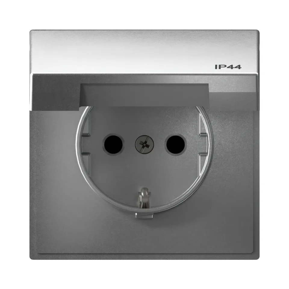 Клемма Systeme Electric ArtGallery, розетка с заз. со шт. с крышк, 16А, IP44, механизм, быстрозажимные, алюминий