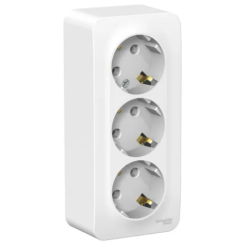 Розетка Systeme Electric Blanca, открытой установки 3-я с заземлением без шторок изол. пл 16А, 250В, белый