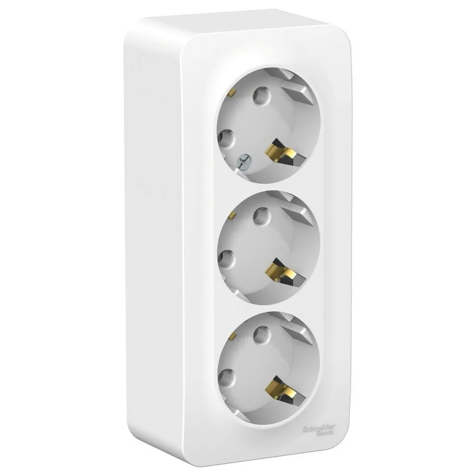 Розетка Systeme Electric Blanca, открытой установки 3-я с заземлением без шторок изол. пл 16А, 250В, белый