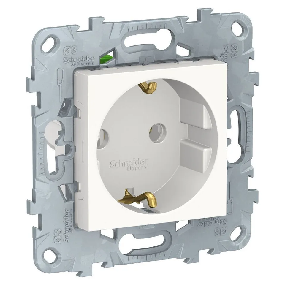 Клемма Schneider Electric Unica, NEW розетка с зазем., без штор., с быстрозажим., 16А, 250В, белый