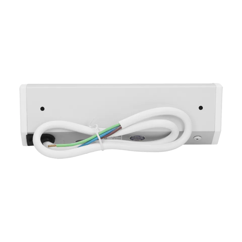Блок розеточный угловой, 2хUSB 5V 2,1A +2х 2P+E со шторками, накладной, кабель 0,6м, 3680вт, белый-алюминий