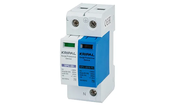 Разрядник SPC-20/280/1P+N, 1P+N, 280VAC, In=20kA(8/20µs), класс C, индикация, 2M