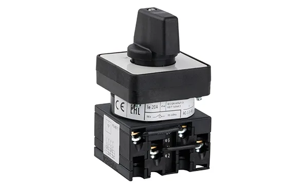 Переключатель UKT0-2-8215/E, 2P, 20A, тип 1→0←2, 2NO на 1_2, на дверь, фронт IP65