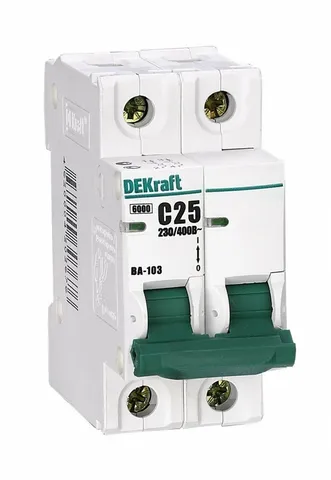 Автоматический выключатель DEKraft ВА-103 2P 20 А, хар-ка C, 6 кА