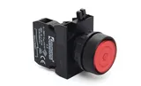 Кнопка CP, красная, с фиксацией, плоская, 1NO, 4A 230V AC15, 22mm, IP65