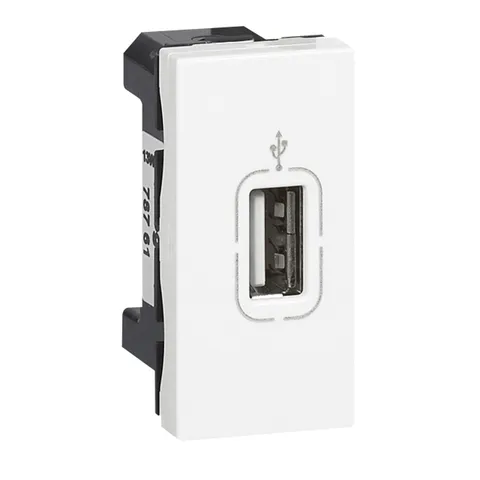Mosaic - Розетка USB 2.0 подключение винт. зажим, 1М, белый