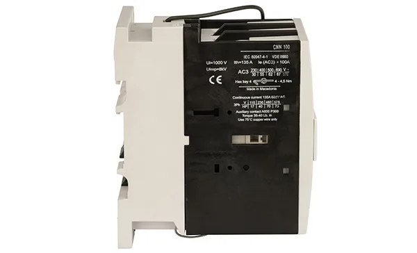 Контактор CNN 100 10, 3P, 100A/(115A по AC-1), 55kW(400VAC), 1NO, Uk=24VDC, Iвтяг=8,3А, Iудерж=0,15А