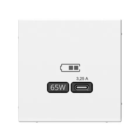 USB-розетка Systeme Electric ArtGallery, USB розетка тип-С 65Вт высокоскор. заряд. QC, PD, механизм, белый