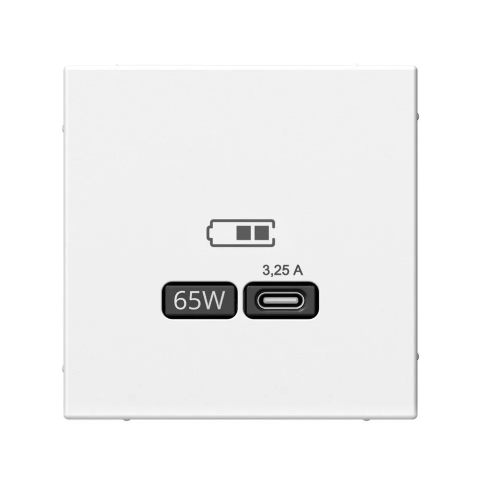 USB-розетка Systeme Electric ArtGallery, USB розетка тип-С 65Вт высокоскор. заряд. QC, PD, механизм, белый