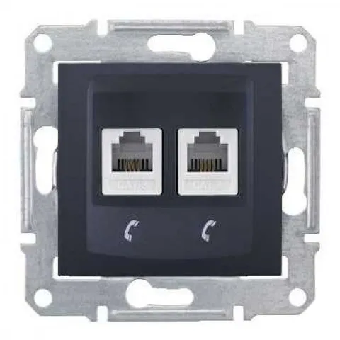 Розетка Schneider Electric Sedna, телеф. х2, графит