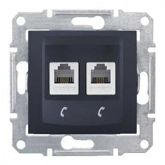 Розетка Schneider Electric Sedna, телеф. х2, графит
