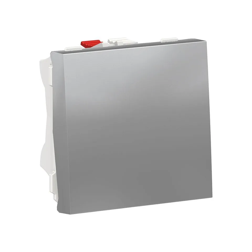 Выключатель Schneider Electric Unica, MODULAR 1-клавишный, кнопочный, схема 1, 10 A, 2модуля, алюминий
