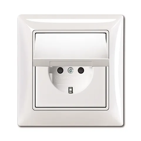 Basic 55 - Розетка 2P+E нем. стд. с крышкой и рамкой, IP 44 (белый)