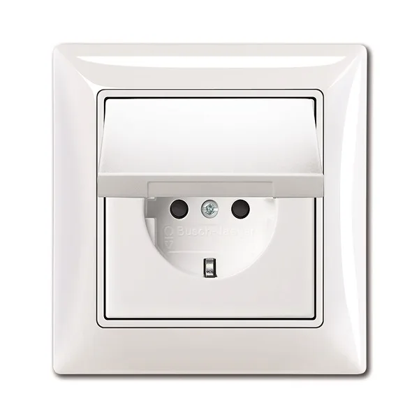 Basic 55 - Розетка 2P+E нем. стд. с крышкой и рамкой, IP 44 (белый)