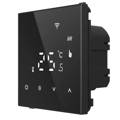 Термостат с датчиком пола с Wi-Fi, программируемый через приложение, черное стекло
