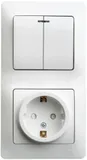 Блок Systeme Electric Glossa, : розетка с з/к, с шт + 2кл. выкл. с подсветкой бел