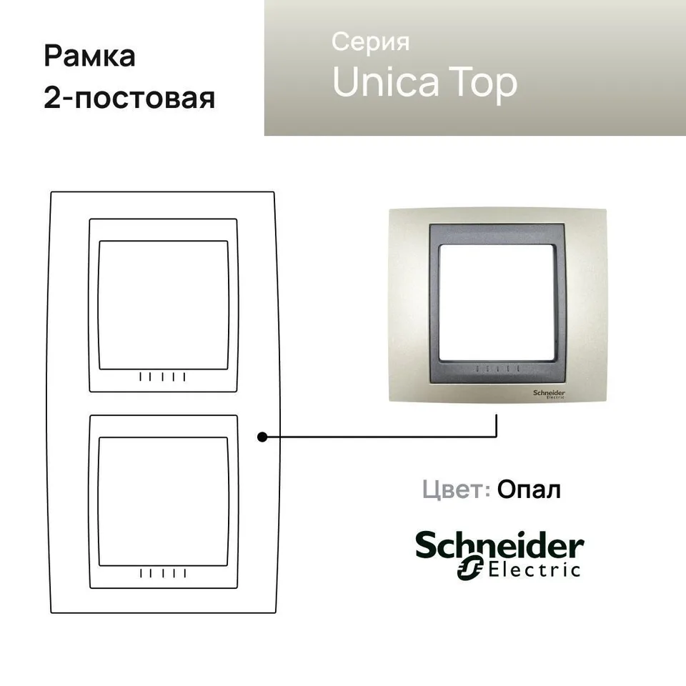 Рамка Schneider Electric Unica, Х2 вертикальная, опал/граф