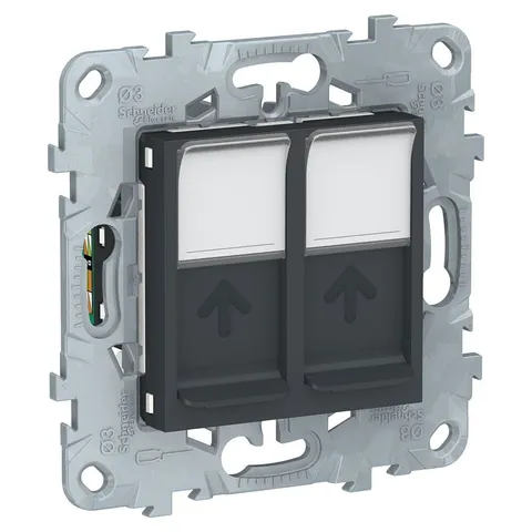 Розетка компьютерная Schneider Electric Unica, NEW, RJ45, двойная, кат. 5е UTP, антрацит