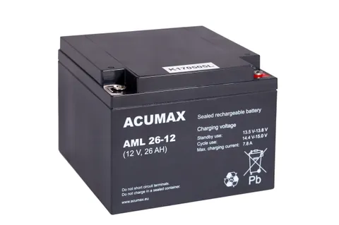 Батарея аккумуляторная Acumax AML26-12, 12V/26Ah, 125x175x166 HxLxW, 8.6kg, 10-12лет