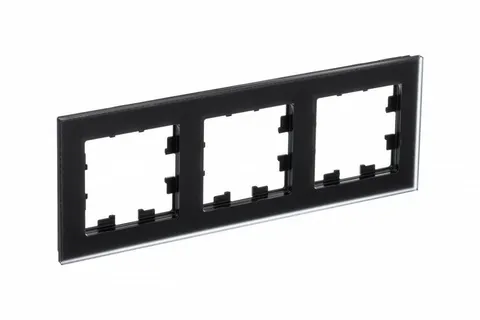 Рамка Systeme Electric AtlasDesign, 3-постовая, матовое стекло черный