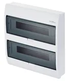 Щит навесной 2x18M, N/PE 3x 8x16+6x10mm2, 2x дымчатых пласт. двери, белый RAL9003, 420x410x98mm, IP40