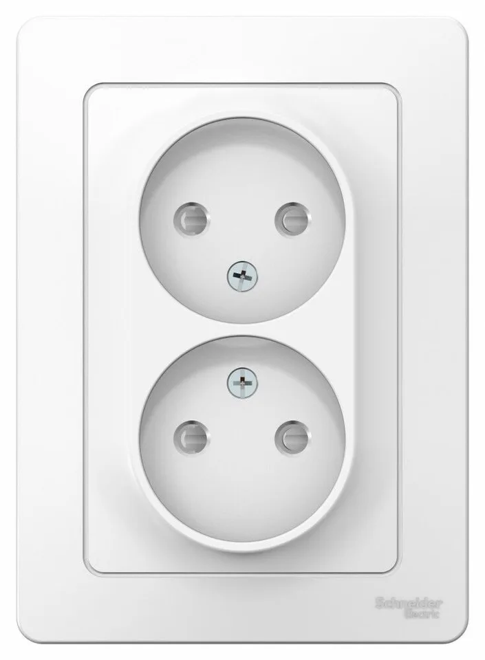 Розетка Systeme Electric Blanca, скрытой установки двойная без заземления со шторками, 16А, 250В, белый