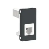 Розетка телефонная Schneider Electric Unica, MODULAR, RJ12, одиночная, 1 модуль, антрацит
