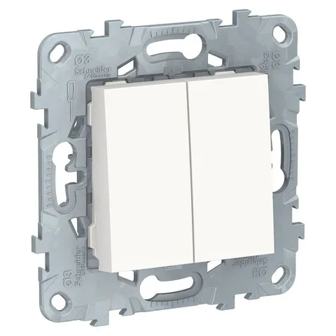 Выключатель Schneider Electric Unica, NEW 2-клавишный, схема 5, 10 AX, 250 В, белый
