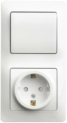Блок Systeme Electric Glossa, : розетка с з/к со шт.+ 1кл. выкл. бел