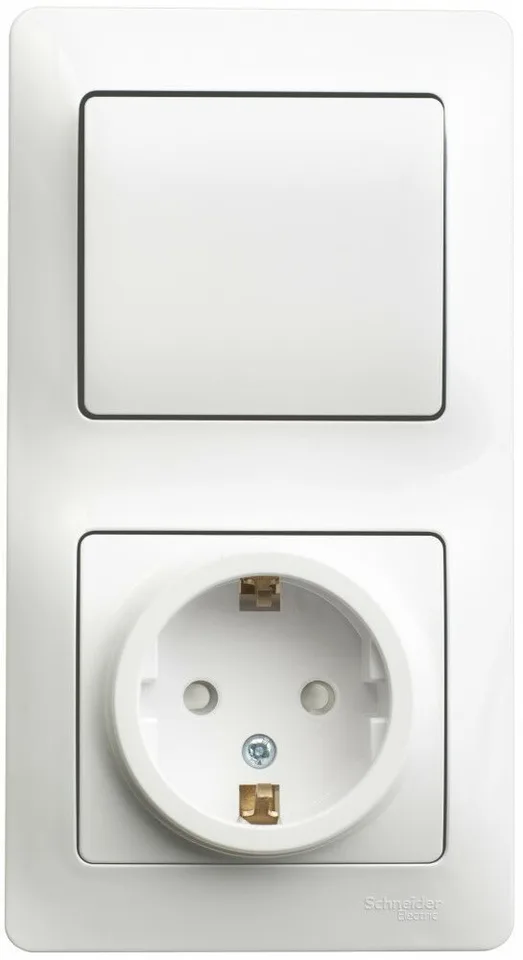 Блок Systeme Electric Glossa, : розетка с з/к со шт.+ 1кл. выкл. бел