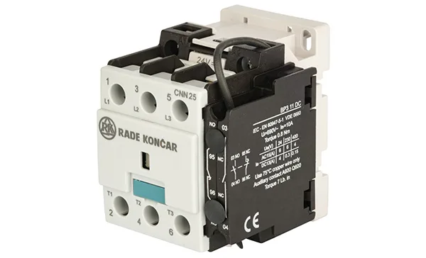 Контактор CNN 25 10, 3P, 25A/(40A по AC-1), 11kW(400VAC), 1NO, Uk=24VDC, Iвтяг=5,1А, Iудерж=0,12А