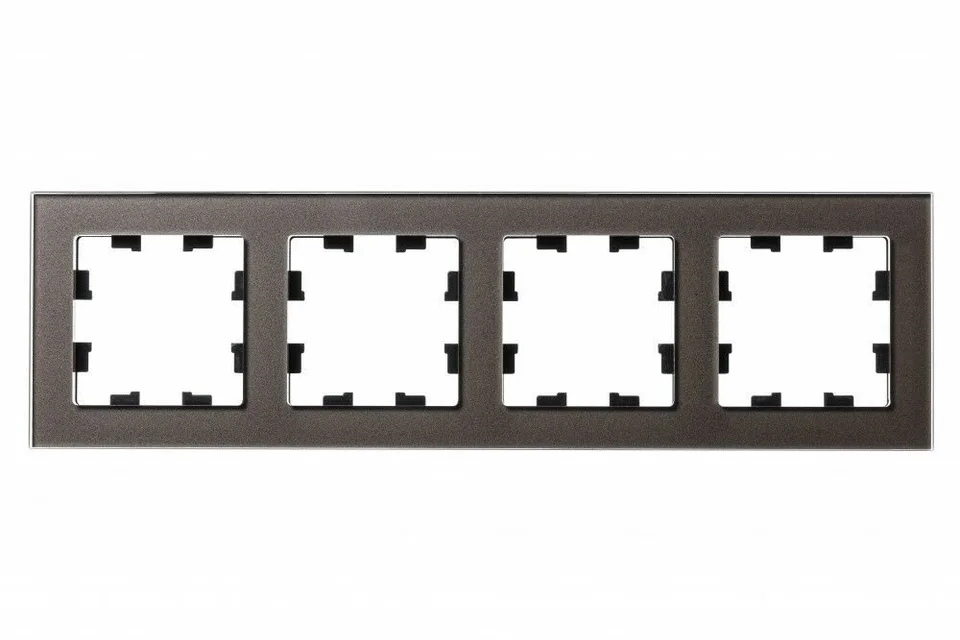 Рамка Systeme Electric AtlasDesign, 4-постовая, стекло мокко
