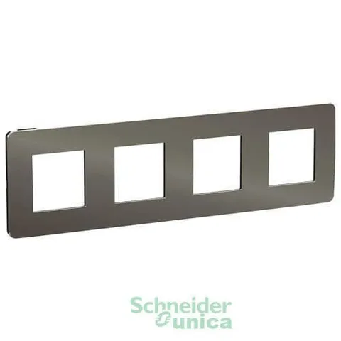 Рамка Schneider Electric Unica, STUDIO 4-постовая, никель/антрацит