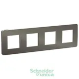 Рамка Schneider Electric Unica, STUDIO 4-постовая, никель/антрацит