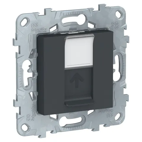 Розетка компьютерная Schneider Electric Unica, NEW, RJ45, одиночная, кат. 5е UTP, антрацит