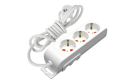 Ri-tech - Удлинитель 3x2P+E, нем. ст., со шторками, кабель 3x1,5мм², 2м, белый